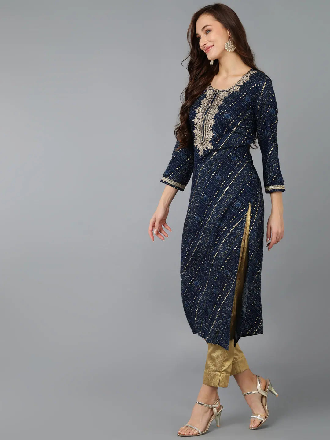 Elegant Embroidered Indian Kurtis Online - Viscose Kurta