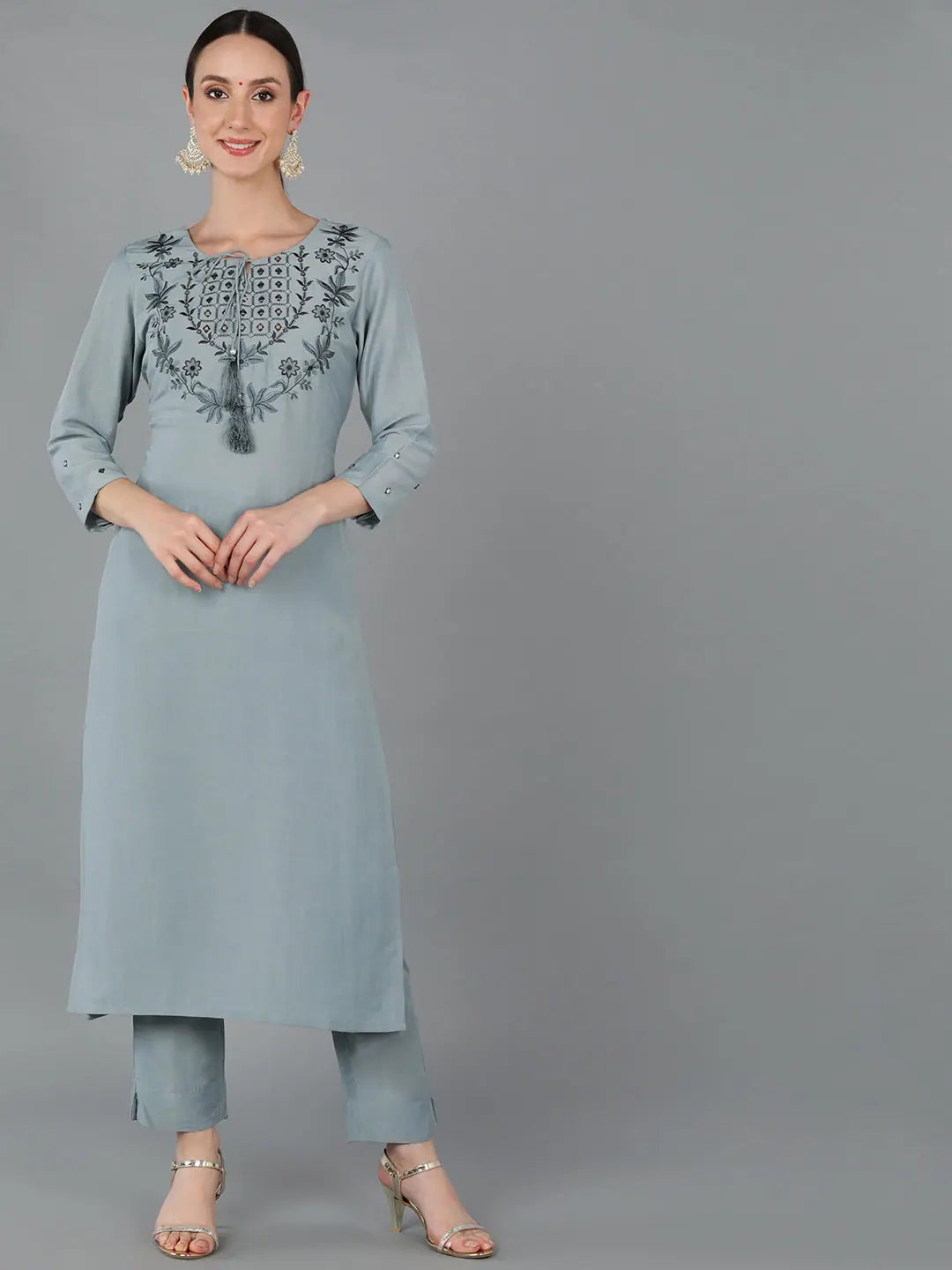 Printed Silk Blend Indian Kurta Ladies - Elegant Party Wear