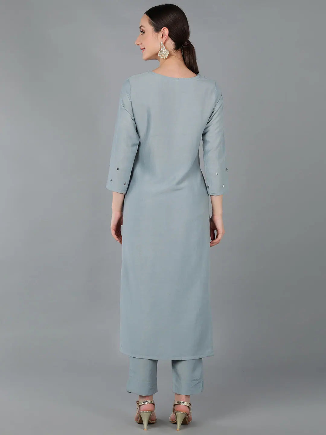 Printed Silk Blend Indian Kurta Ladies - Elegant Party Wear
