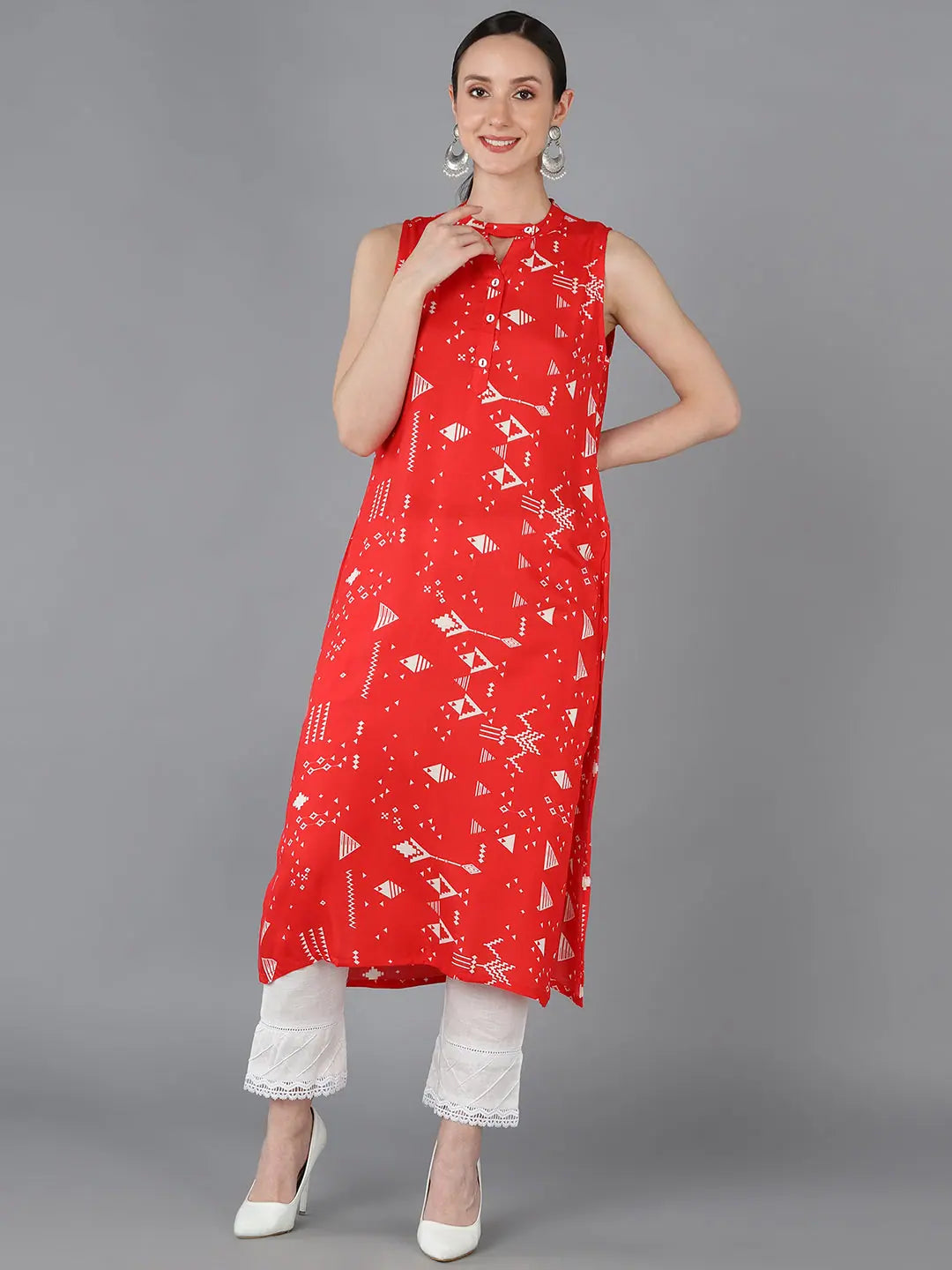Geometric Print Indian Kurtis - Cotton Short Kurti for Women