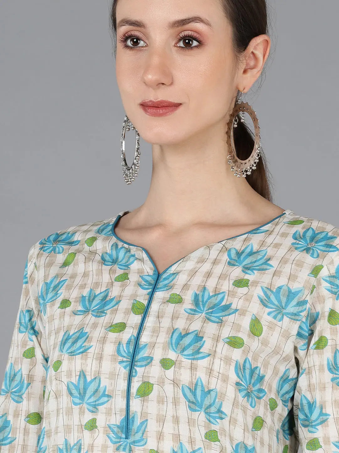 Floral Printed Cotton Kurti - Trendy Indian Kurta for Ladies