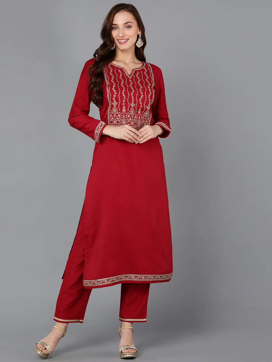 Luxurious Silk Blend Indian Kurtis - Solid Yoke for Ladies