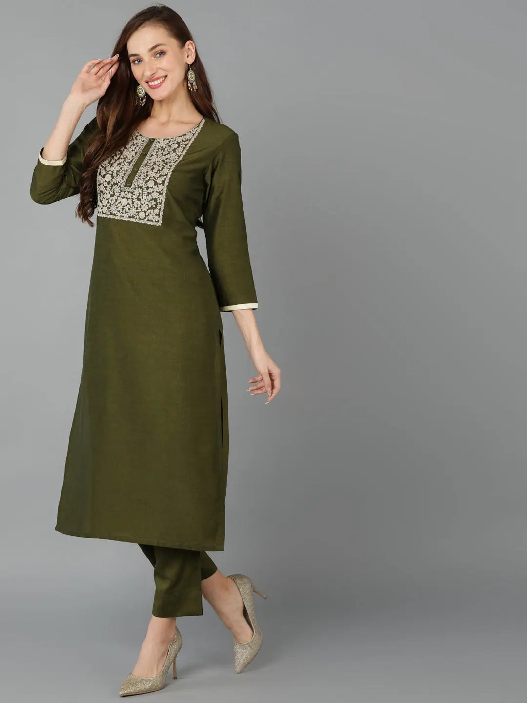 Silk Blend Embroidered Kurti | Elegant Indian Kurta for Women