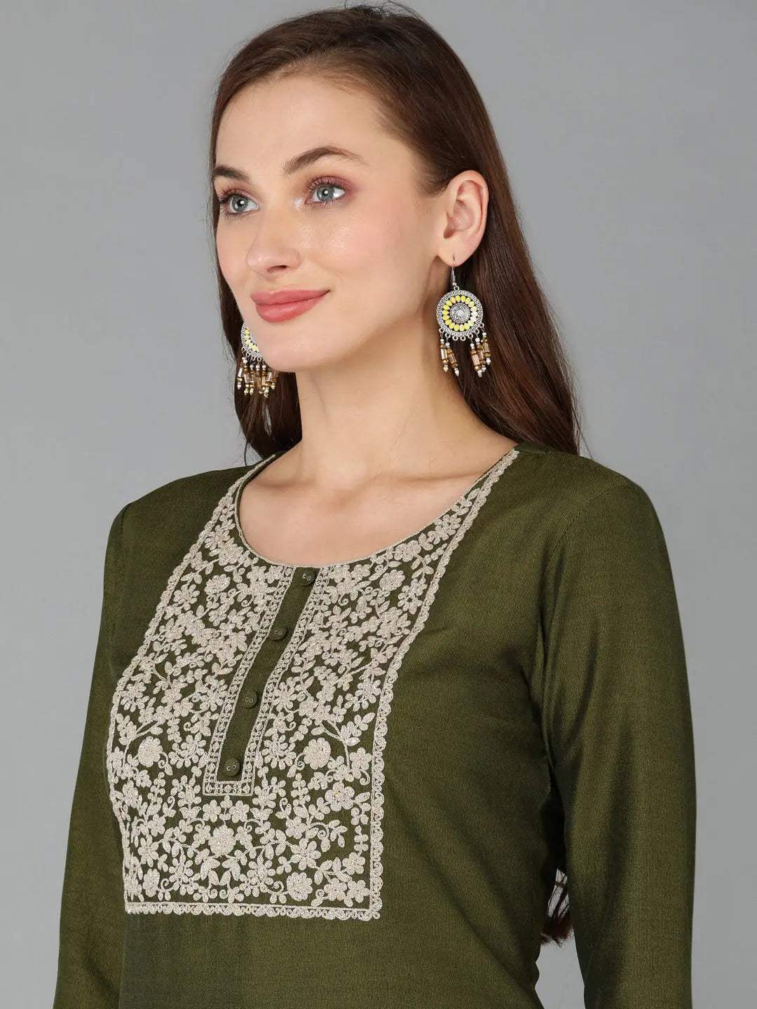 Silk Blend Embroidered Kurti | Elegant Indian Kurta for Women