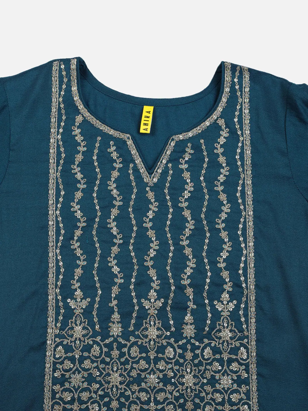 Elegant Solid Silk Blend Yoke Design Indian Kurta - Ahika