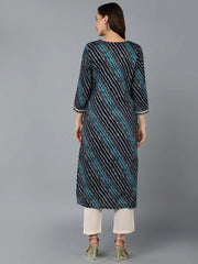 Viscose Rayon Navy Blue Printed-VCK9259