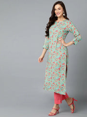 Viscose Rayon Turquoise Floral Printed