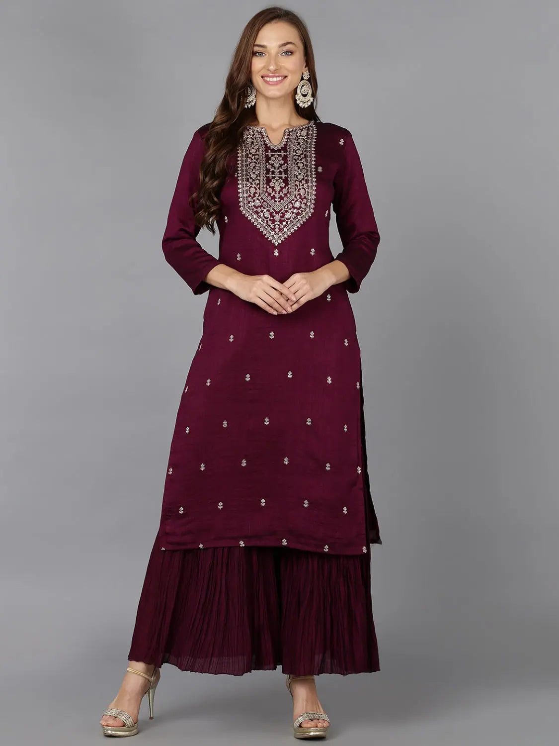 Silk Blend Embroidered Indian Kurtis for Women - Shop Ahika