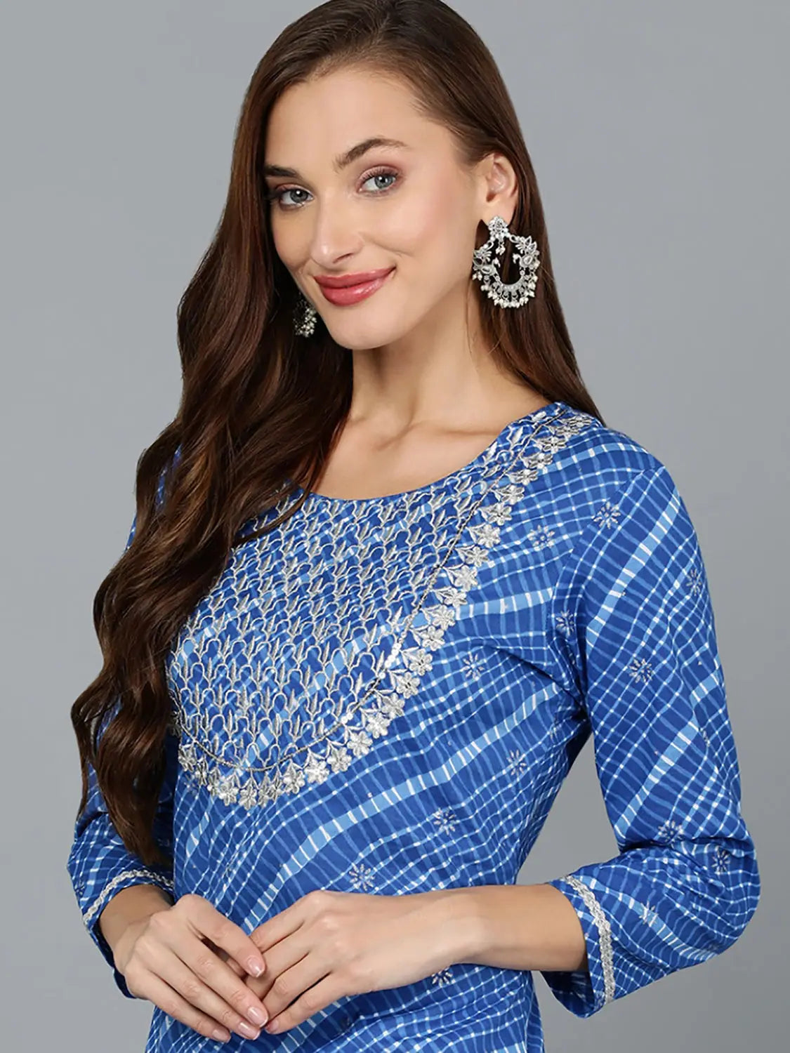 Cotton Striped Yoke: Stylish Indian Kurta for Women