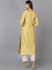 Banana Yellow Silk Blend Embroidered-VCK9178
