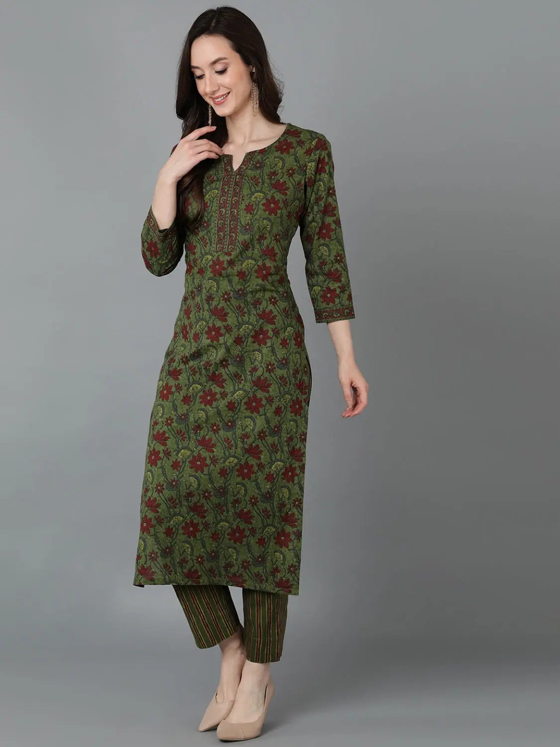 Floral Printed Cotton Indian Kurtis for Women | Ahika Kurtas