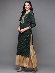 Viscose Rayon Green Bandhani Printed-VCK9470