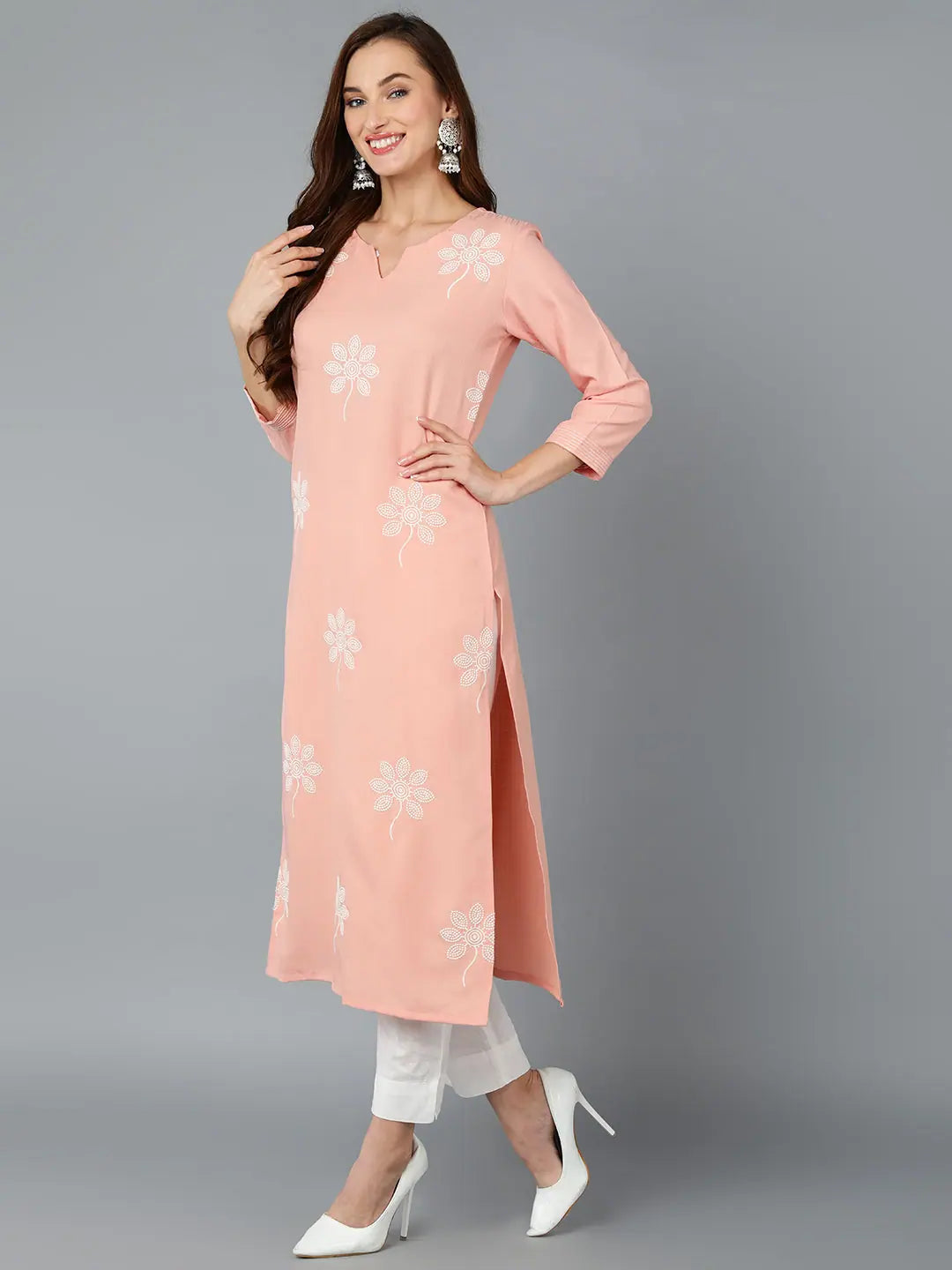 Elegant Black Embroidered Silk Blend Indian Kurta for Women
