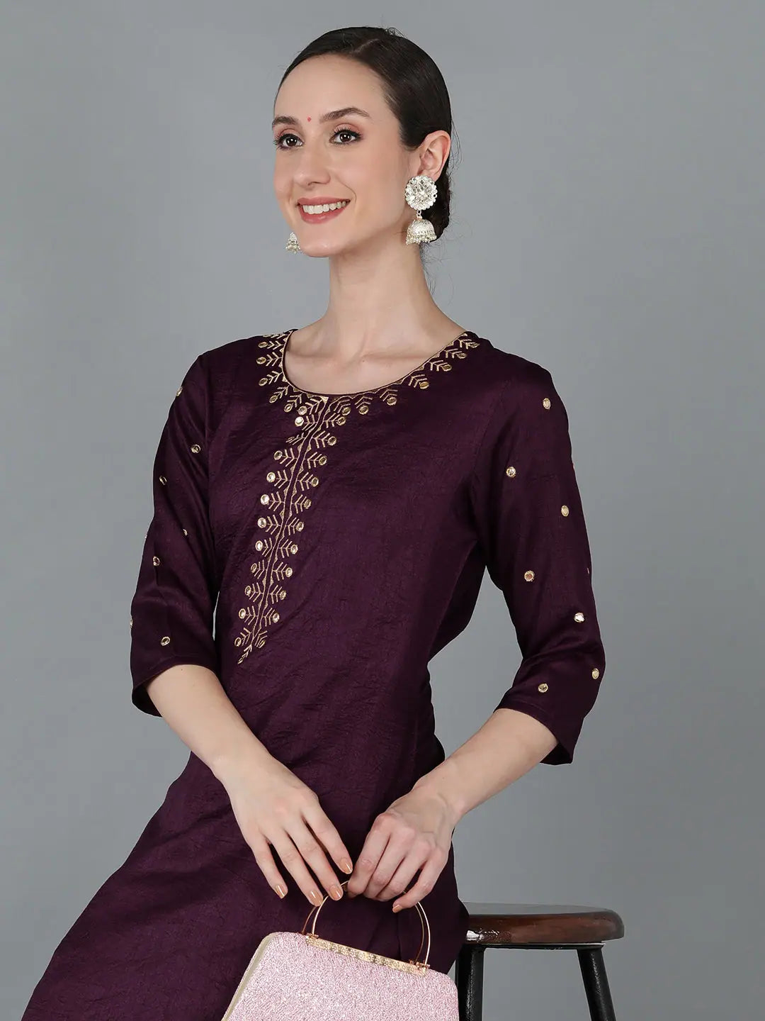 Silk Abstract Print Kurta - Stylish Indian Kurta for Women