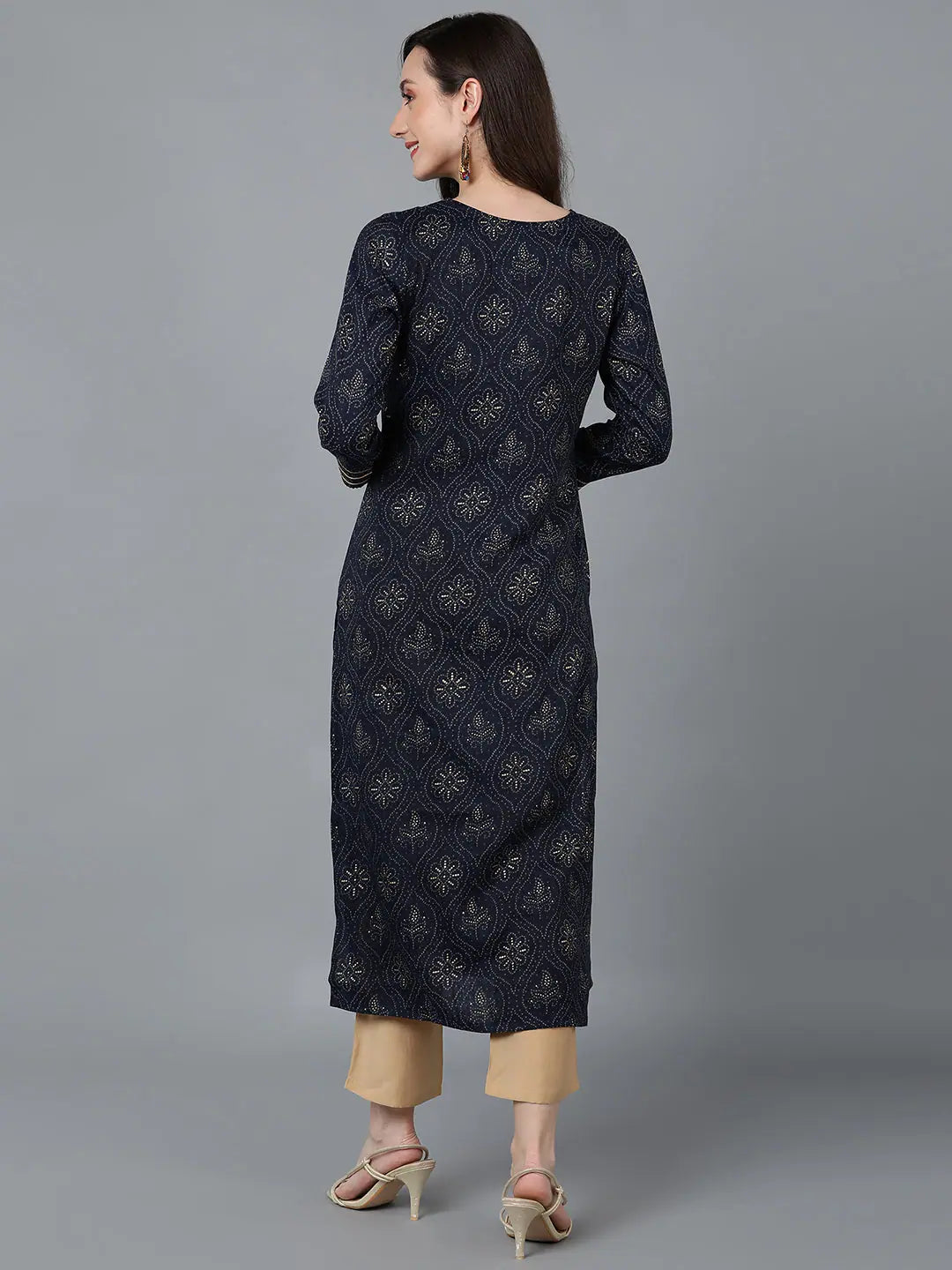 Silk Blend Ethnic Kurta: Printed Indian Kurtas for Women