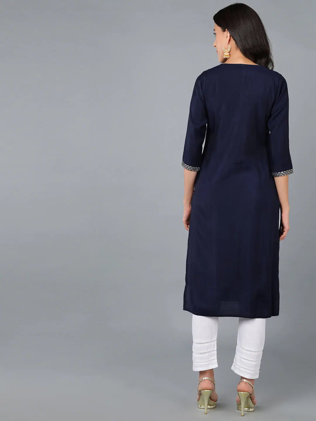 Silk Blend Solid Indian Kurta for Women - Elegant & Fancy