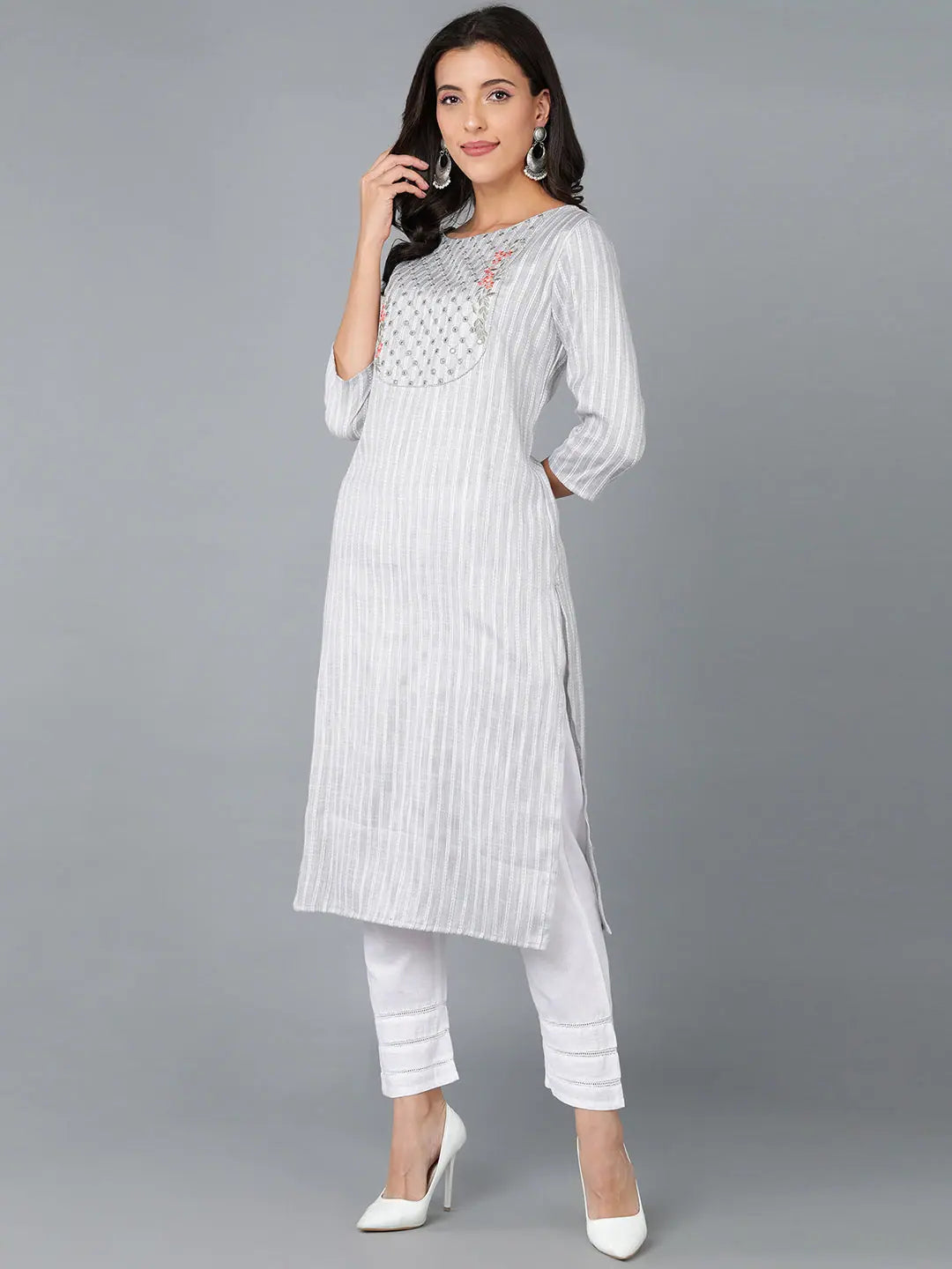 Cotton Yoke Design Indian Kurta for Women | Ahika