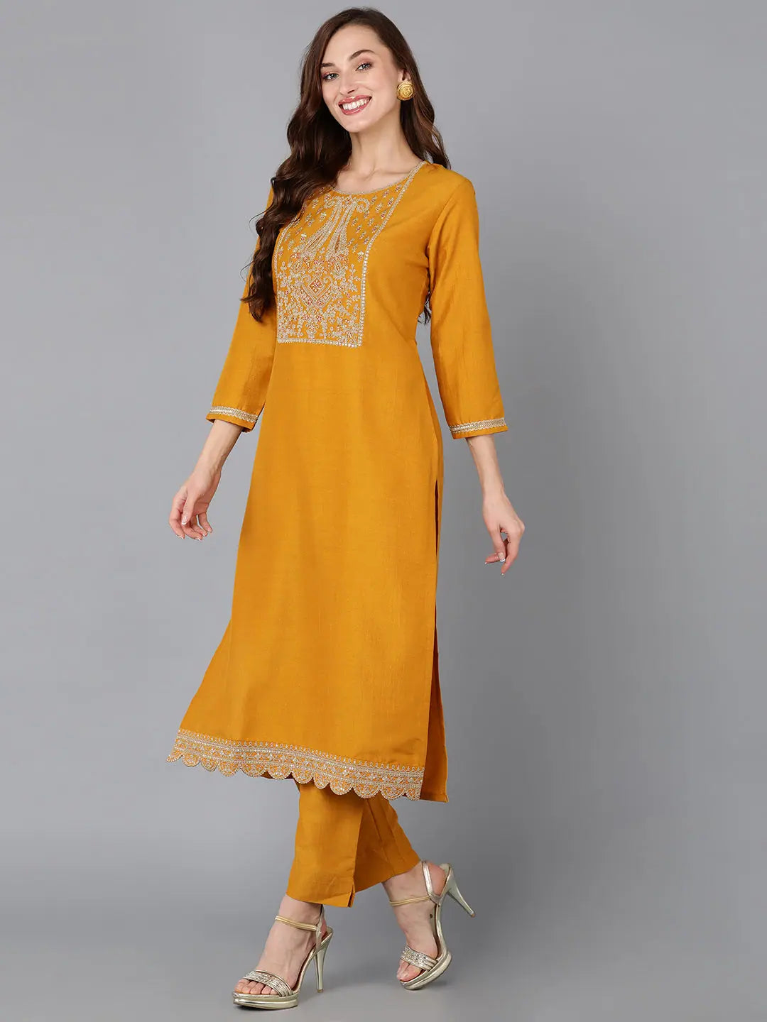 Premium Silk Embroidered Indian Kurti for Ladies - Ahika