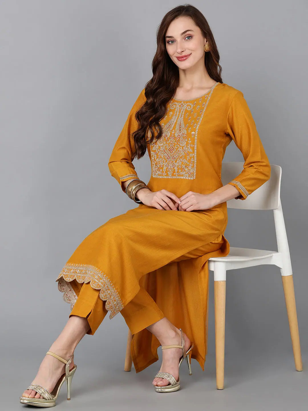 Premium Silk Embroidered Indian Kurti for Ladies - Ahika