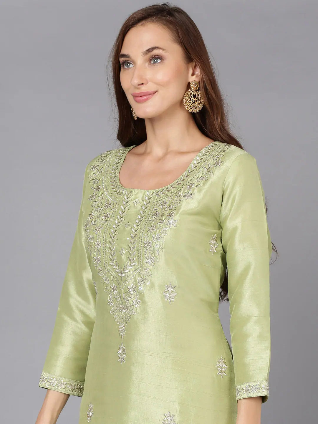 Silk Blend Embroidered Indian Kurti - Festive & Party Wear