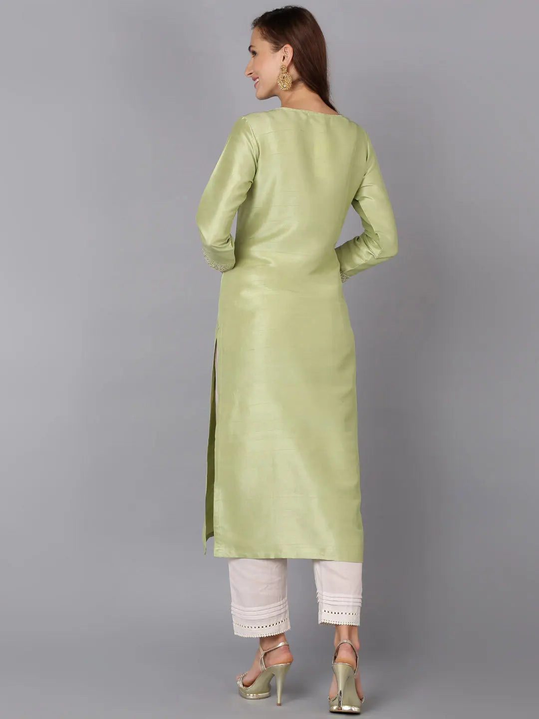 Silk Blend Embroidered Indian Kurti - Festive & Party Wear