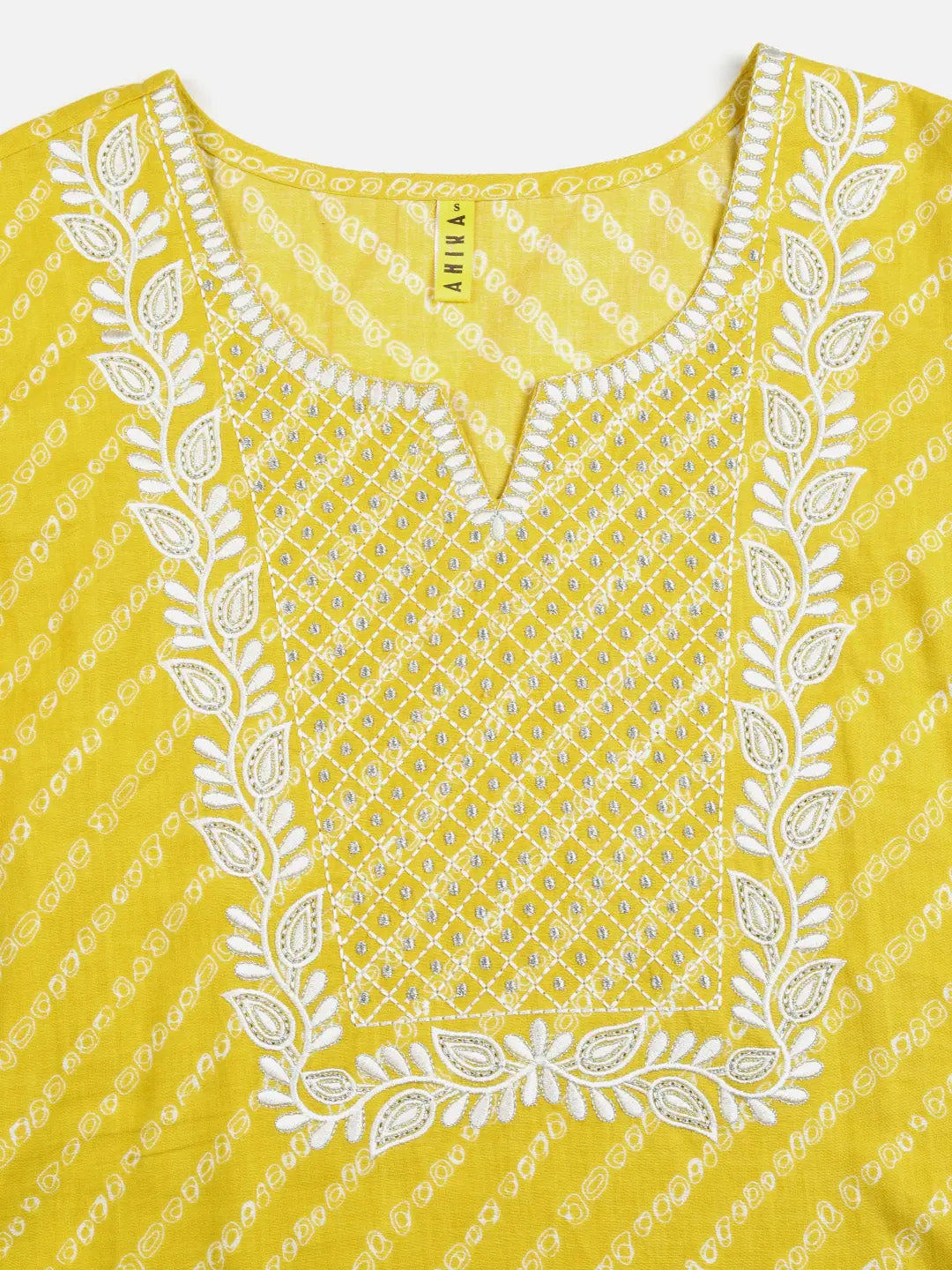 Bandhani Embroidered Cotton Kurta - Trendy Short Kurti Online