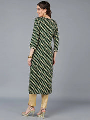 Viscose Rayon Green Laheriya Printed Kurta
