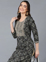 Viscose Rayon Black Bandhani Printed Kurta-VCK9267_XS