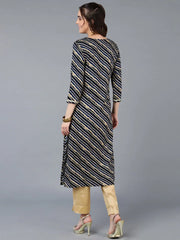 Viscose Rayon Navy Blue Laheriya Kurta