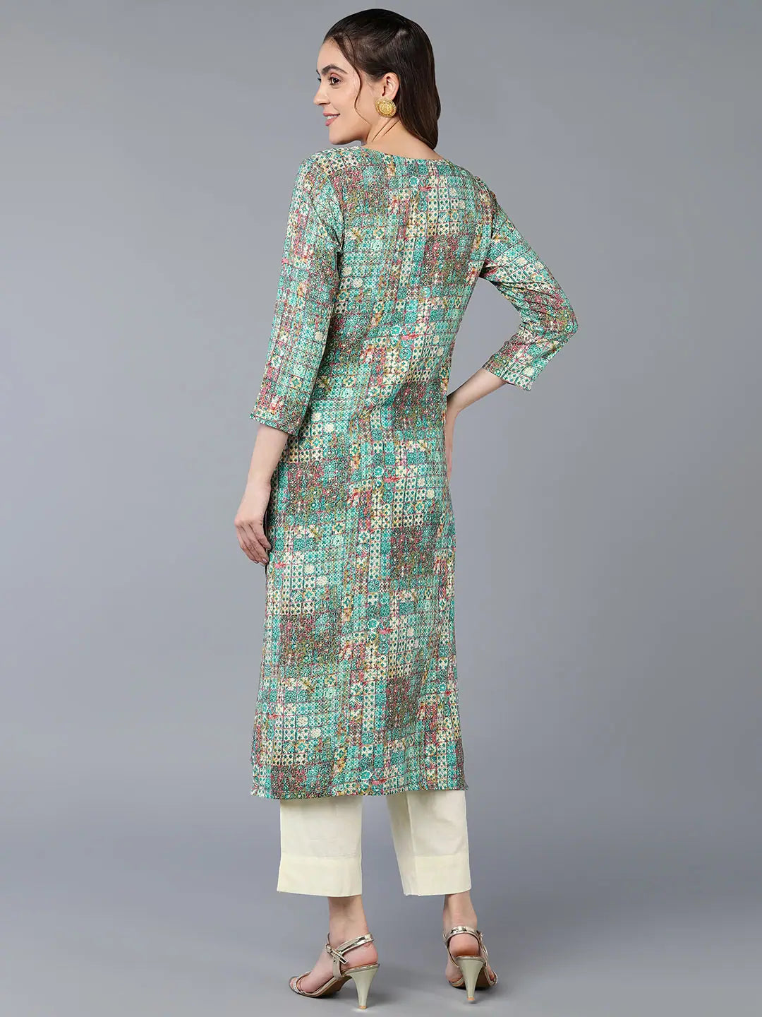 Green Cotton Blend Kurta - Stylish Indian Kurta for Women