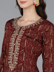Women Silk Blend Embroidered Kurta-VCK9031