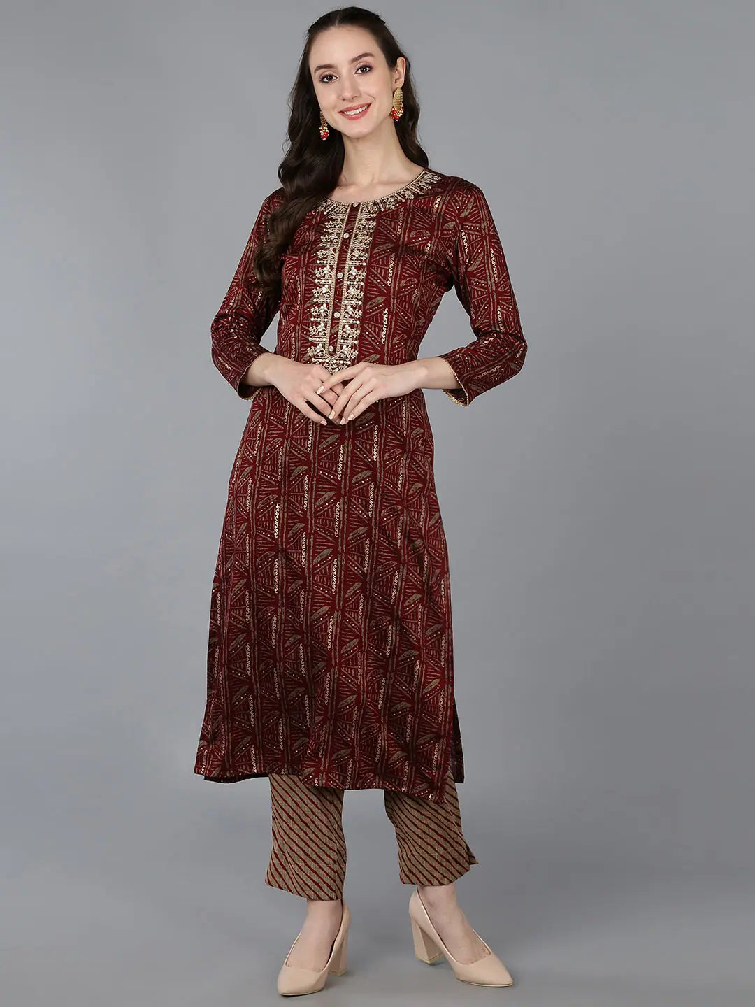 Silk Blend Printed Kurta - Elegant Indian Kurta for Women