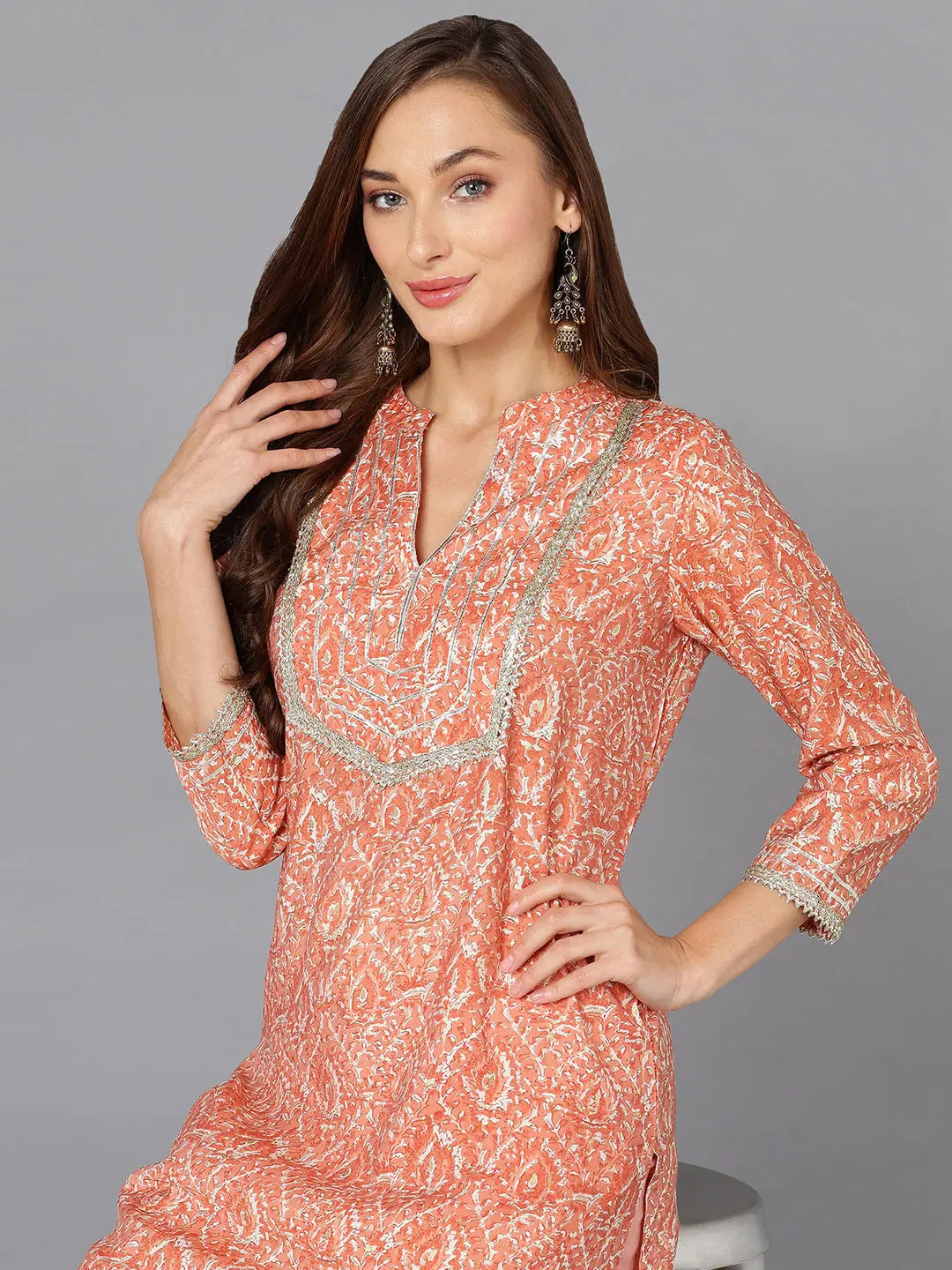 Wine Silk Embroidered Kurta | Elegant Indian Kurta for Women