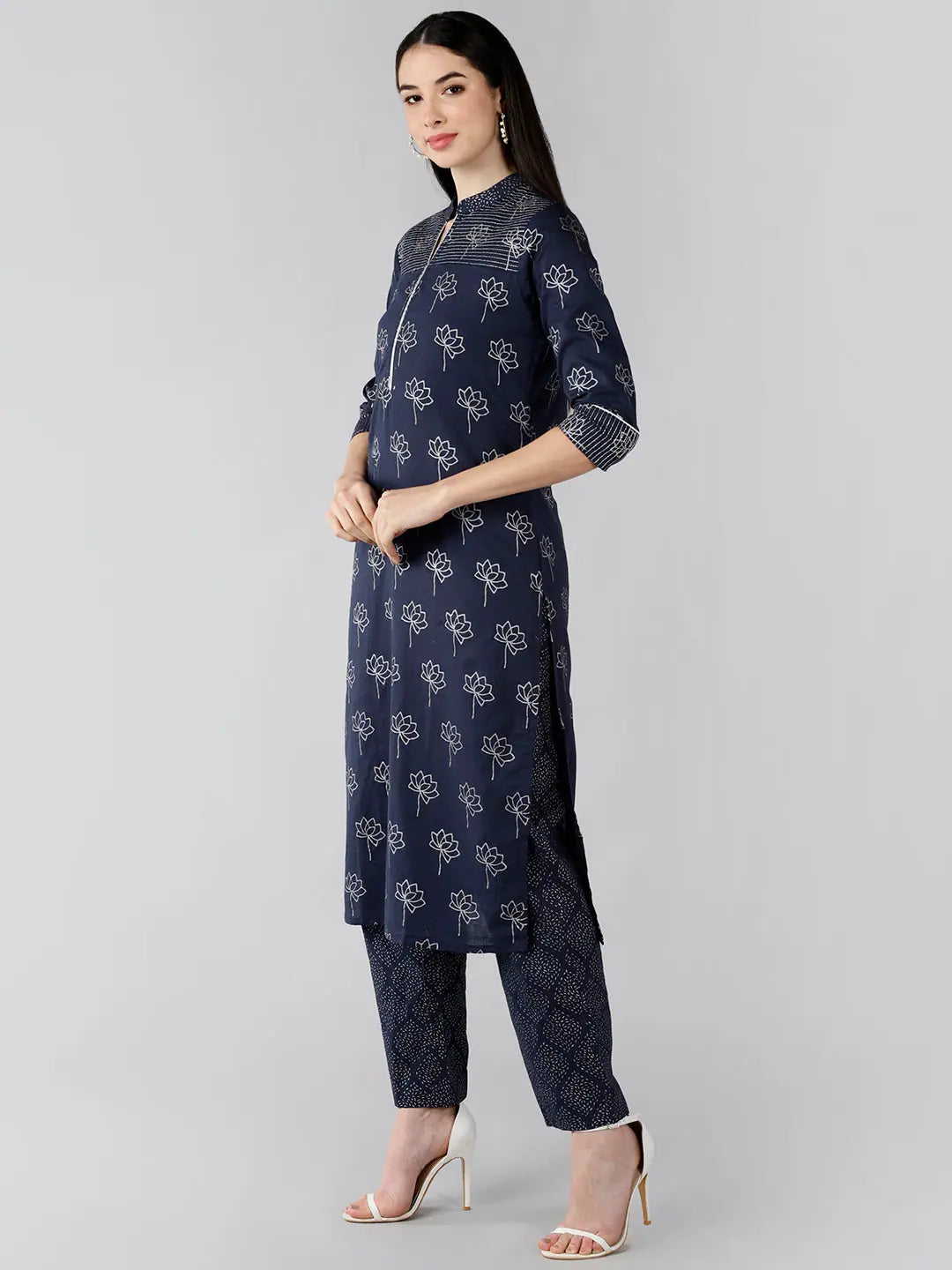 Women's Pure Cotton Printed Kurta Pant-VKSKD1190AB