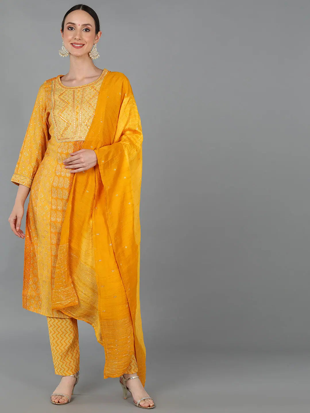 Women Silk Blend Embroidered Ethnic Kurta-VKSKD1659