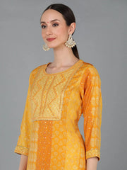 Women Silk Blend Embroidered Ethnic Kurta-VKSKD1659