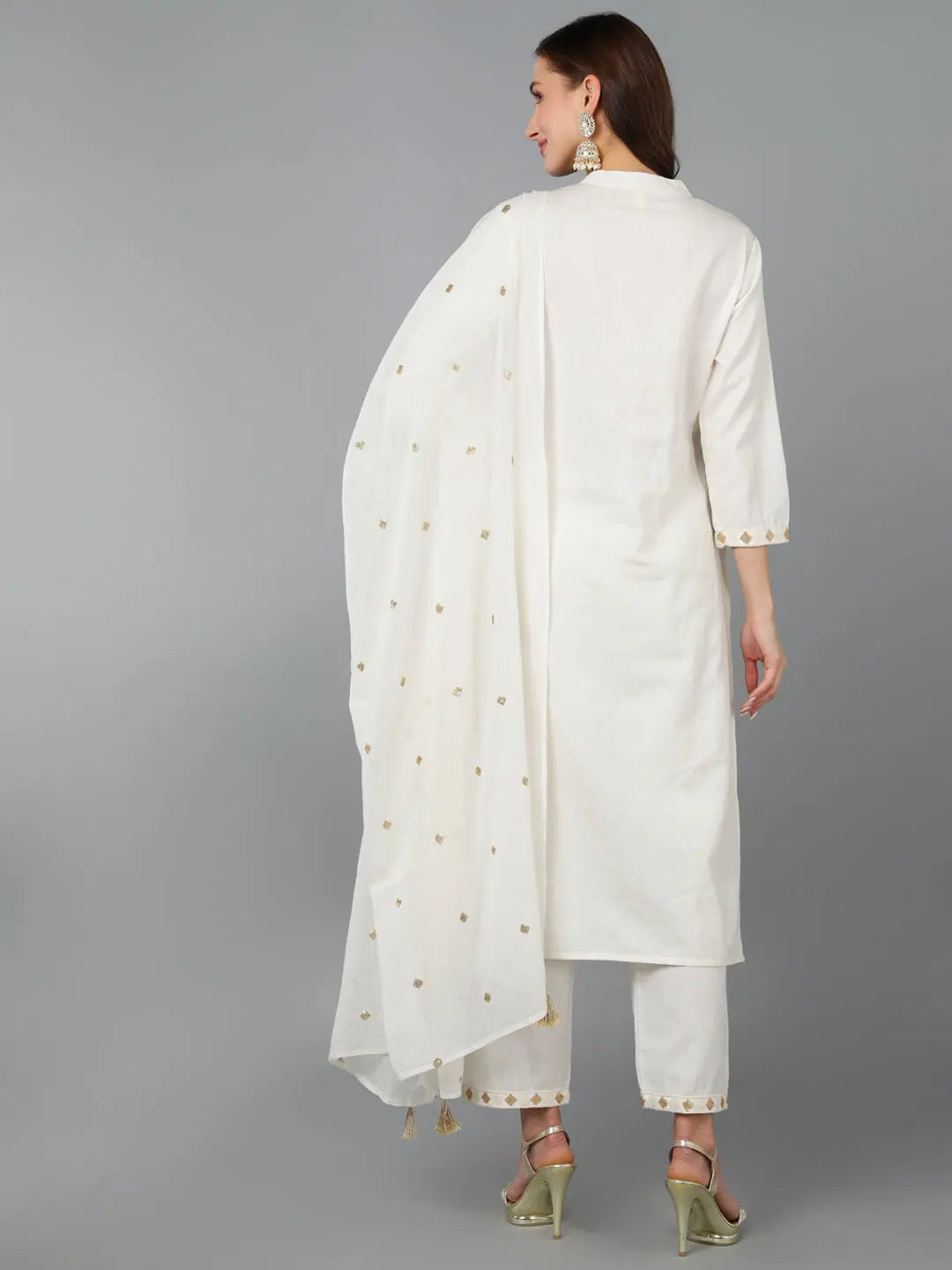 Cotton Embroidered Kurta Trouser Set - Women's Indian Style