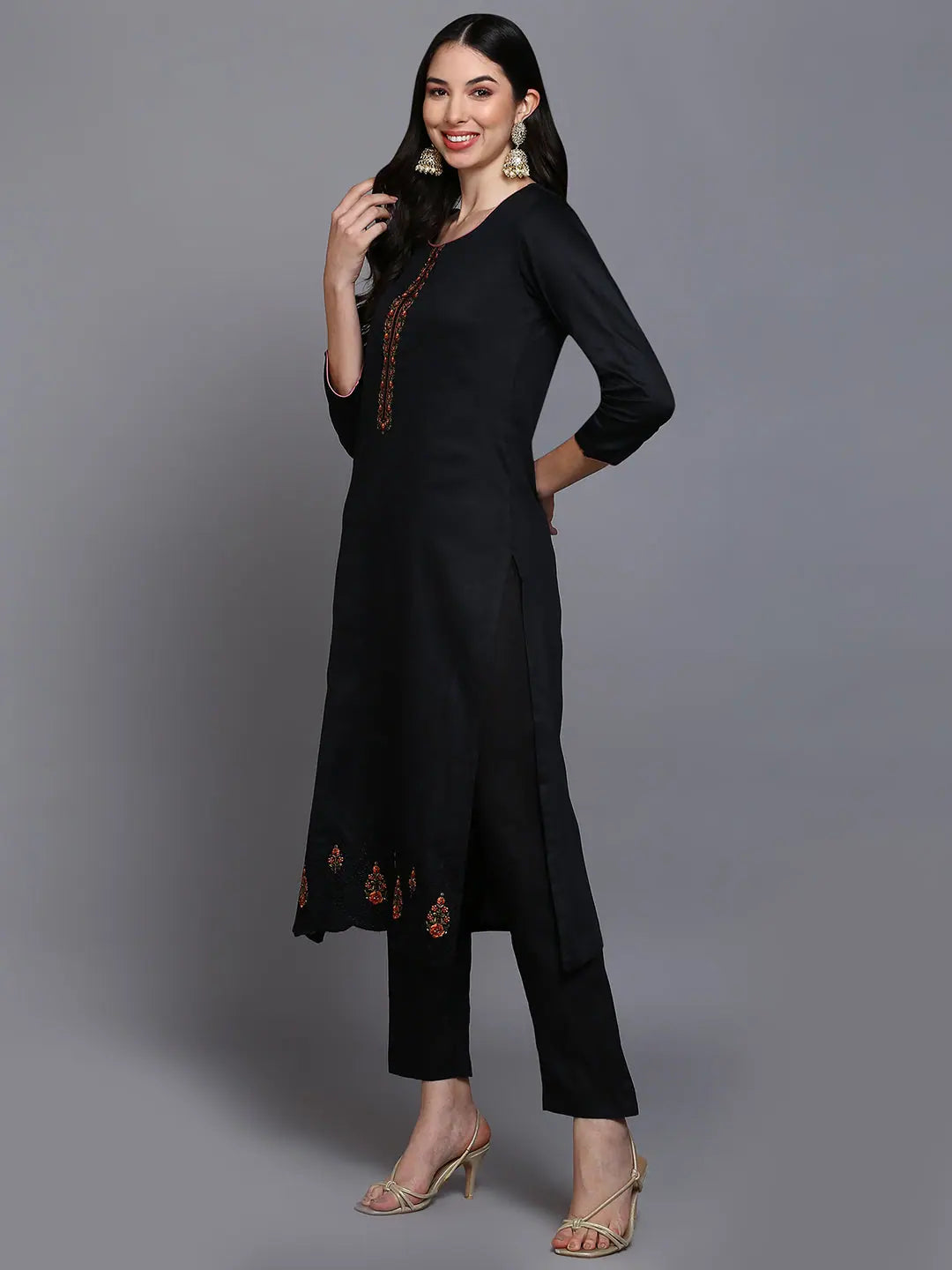 Cotton Embroidered Kurta Pant Set | Women's Cotton Kurta Sets