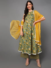 Cotton Floral Printed Kurta Palazzos Dupatta