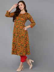 Women Pure Cotton Floral Printed Kurta-VKSKD1728