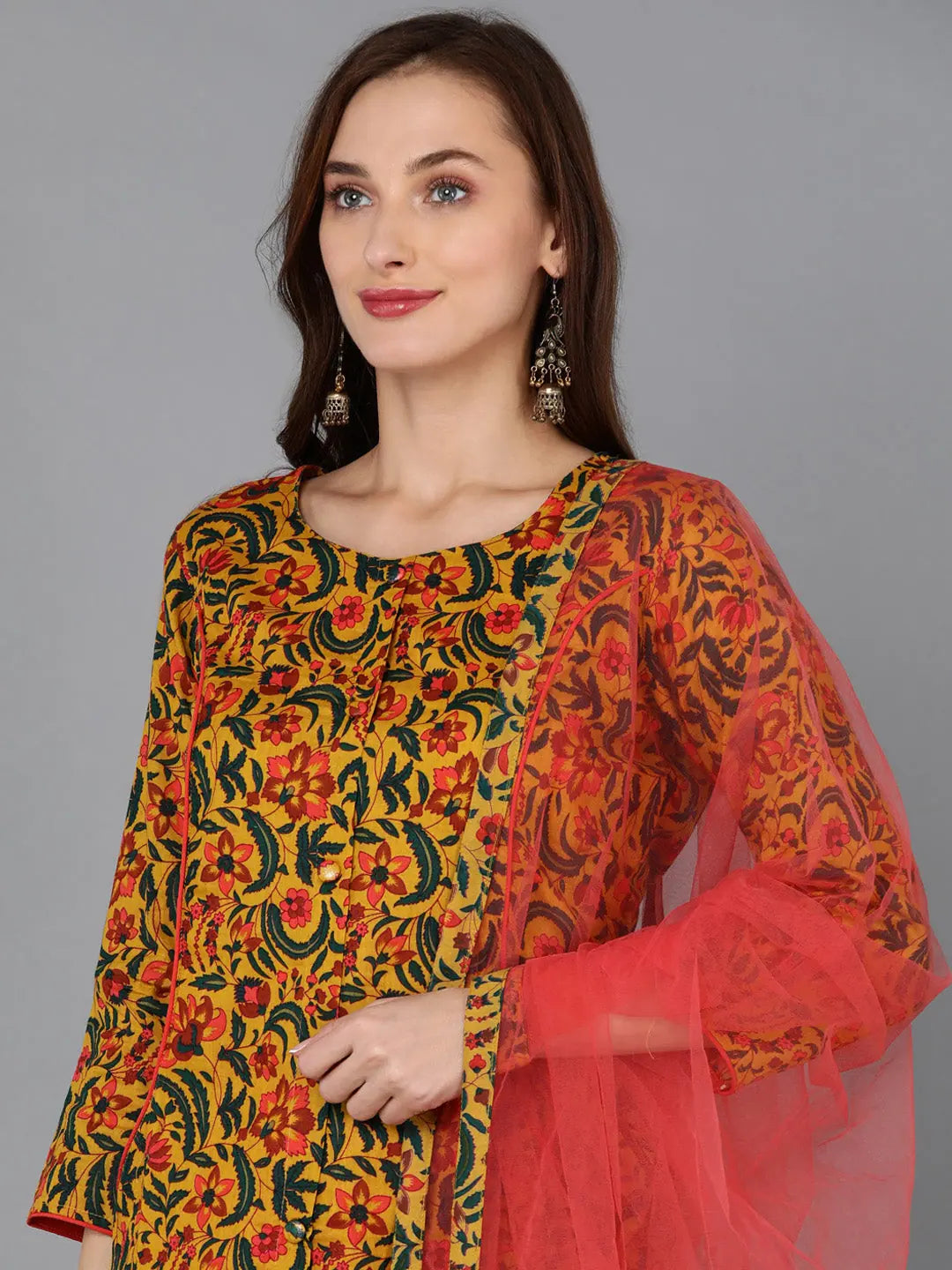 Pure Cotton Floral Printed Women's Kurta | Indian Kurta Sets