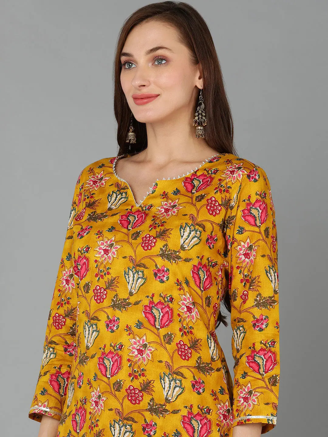 Printed Floral Cotton Blend Women's Kurta | Cotton Kurta Sets