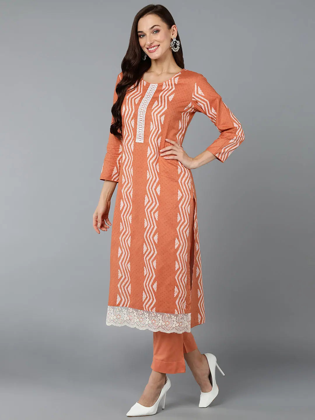Trending Rust Silk Blend Kurta Pant Set With Dupatta | Indian Kurta Sets