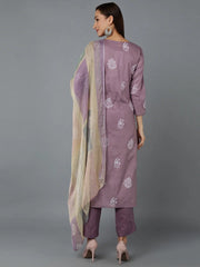 Silk Blend Lilac Straight Kurta Pant With-VKSKD1834A