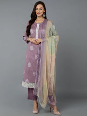 Silk Blend Lilac Straight Kurta Pant With-VKSKD1834A