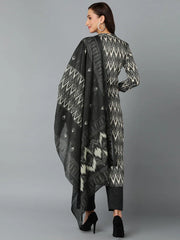 Silk Blend Charcoal Straight Kurta Pant With-VKSKD1817A