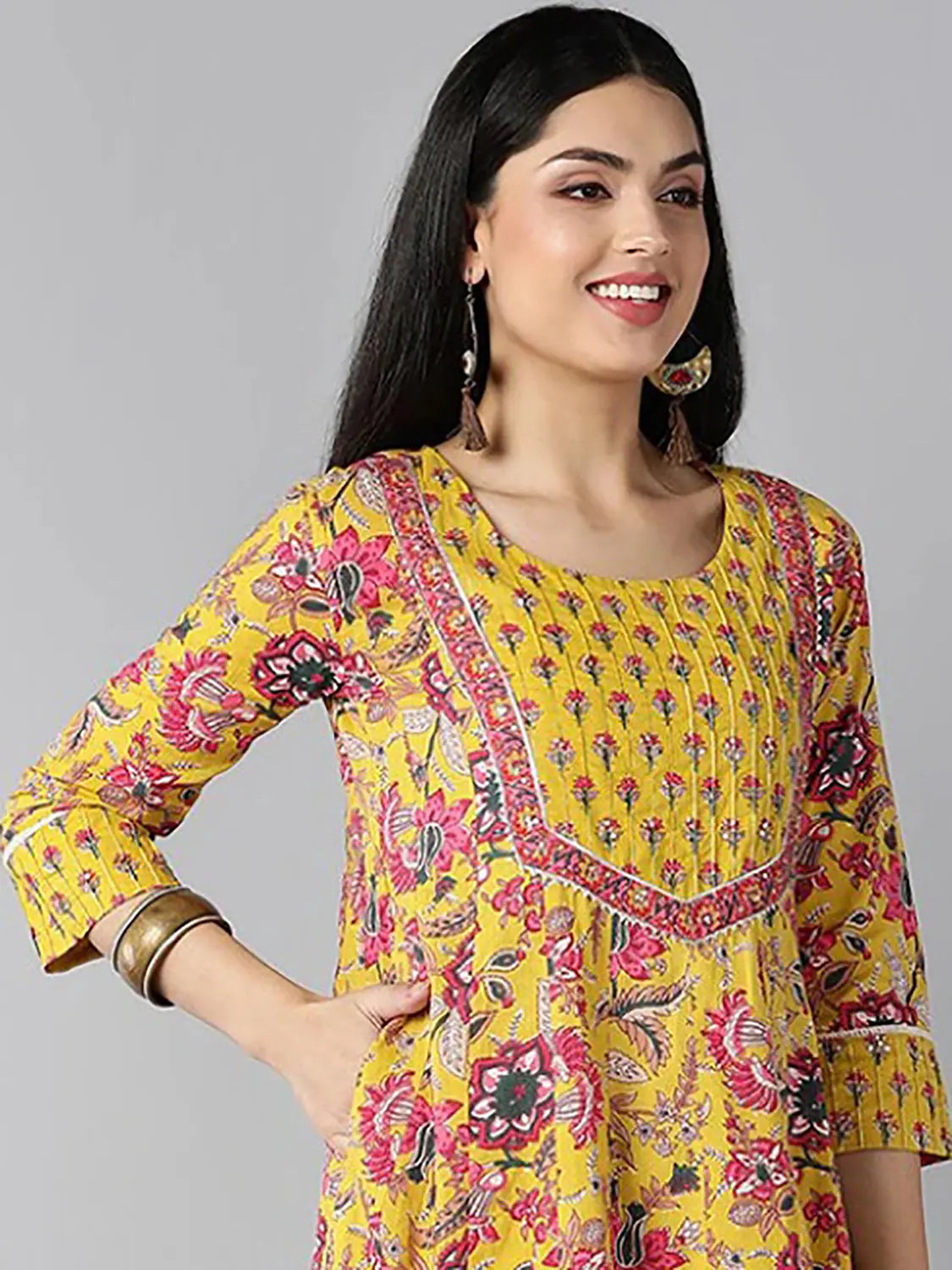 Cotton Printed Kurta Set with Dupatta - Indian Women's Kurta