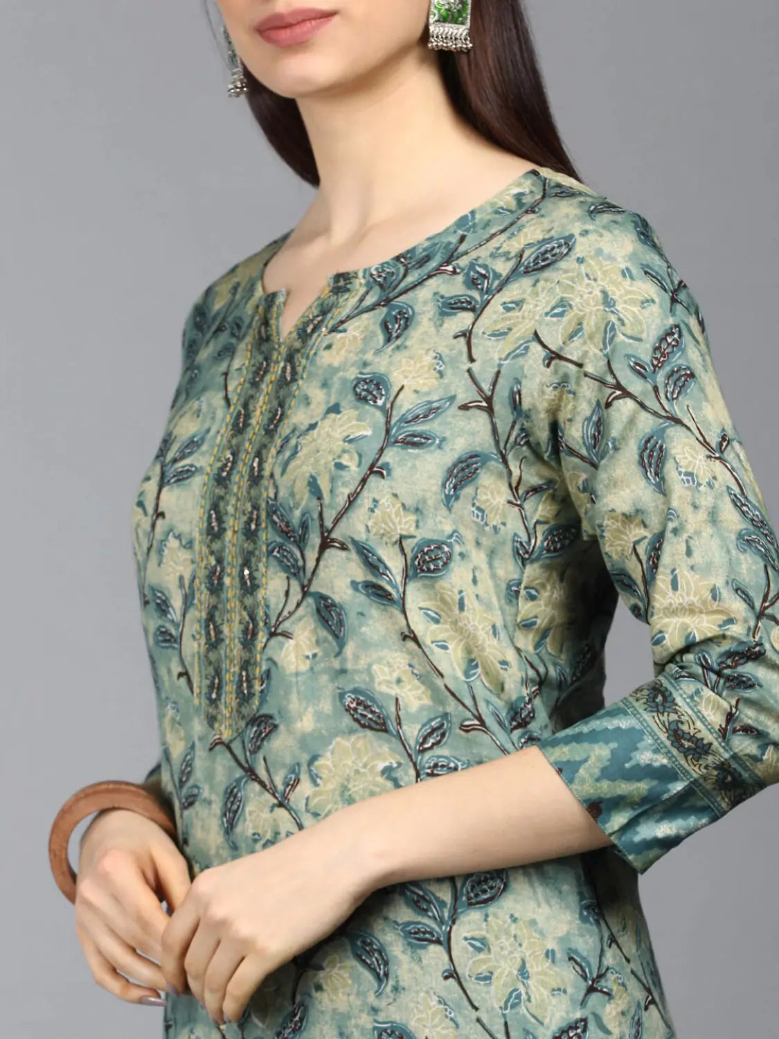 Printed Cotton Blend Kurta Set with Dupatta | Designer Sets