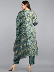 Cotton Blend Printed Kurta Pant Dupatta-VKSKD1091AB