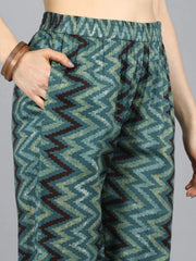 Cotton Blend Printed Kurta Pant Dupatta-VKSKD1091AB